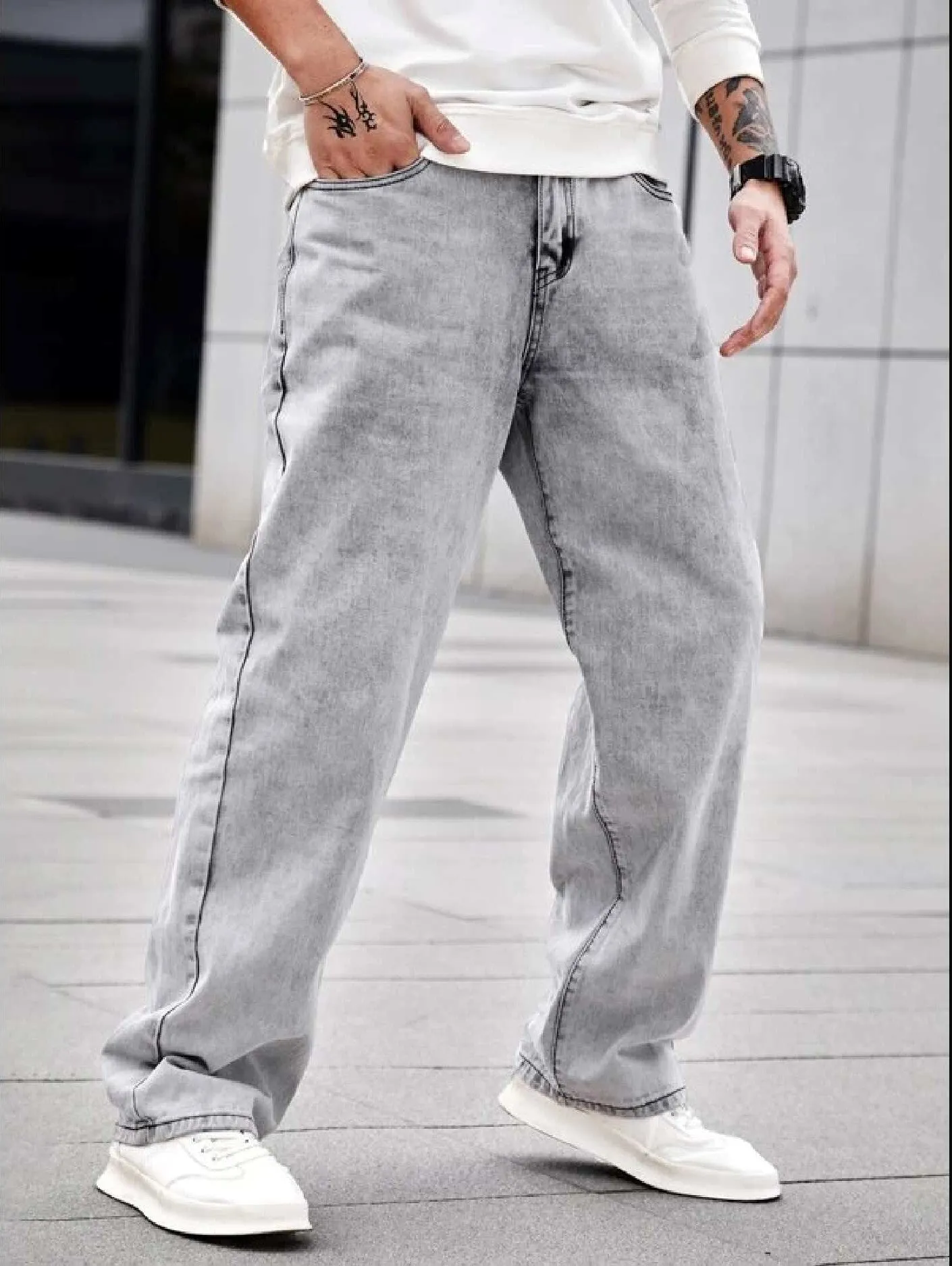 Smoke Grey Regular Fit Denim