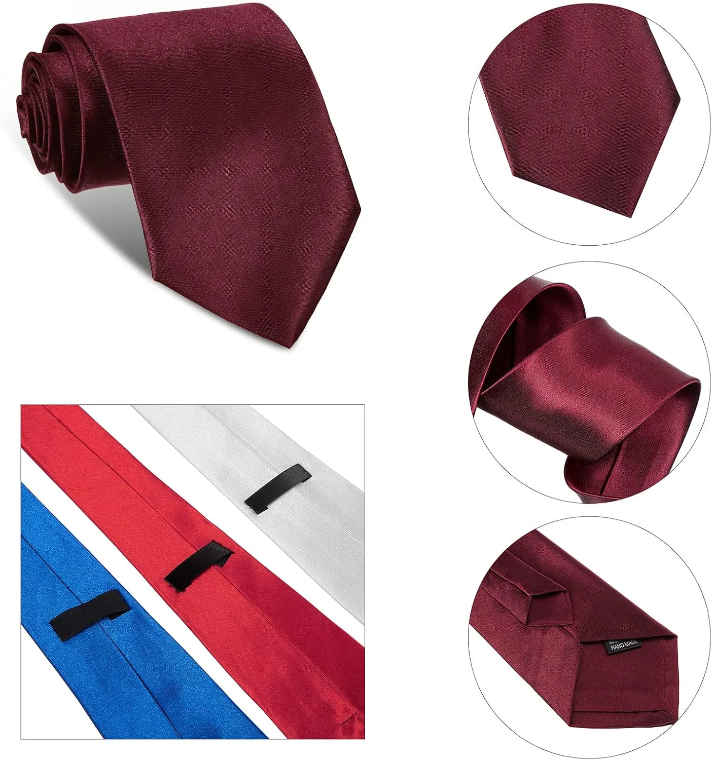 Syhood 12 Pieces Solid Satin Pure Color Ties Set Business Formal Necktie Tie for Men Formal Occasion Wedding
