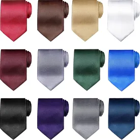 Syhood 12 Pieces Solid Satin Pure Color Ties Set Business Formal Necktie Tie for Men Formal Occasion Wedding