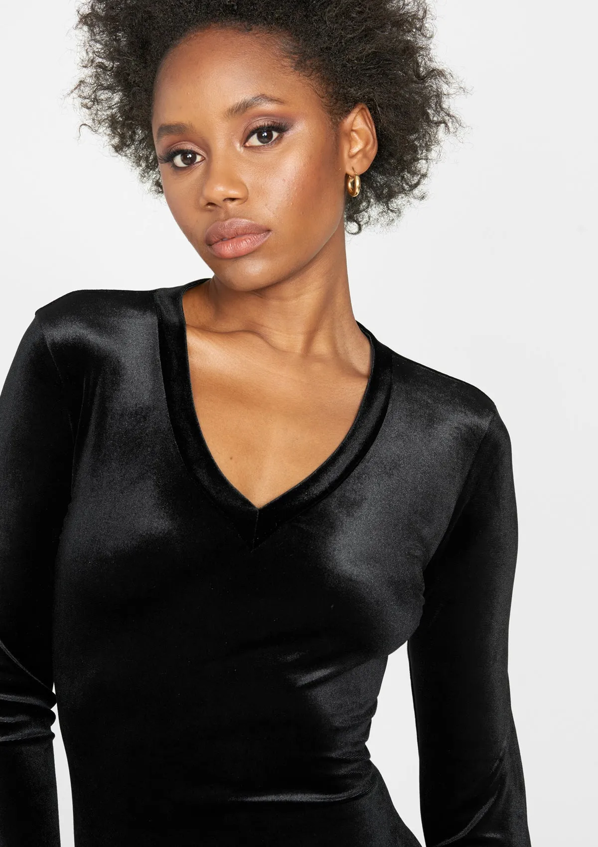 Elegant Long Sleeve Tall Velvet Dress
