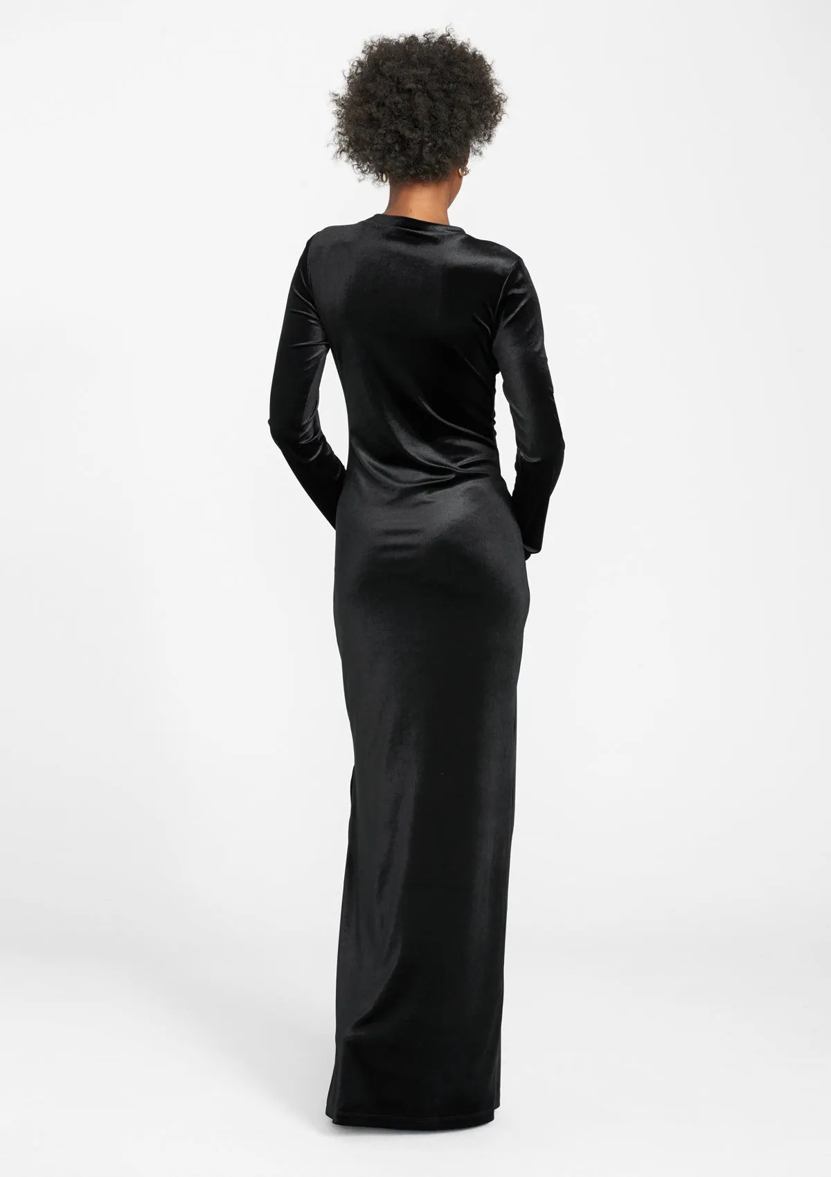 Elegant Long Sleeve Tall Velvet Dress