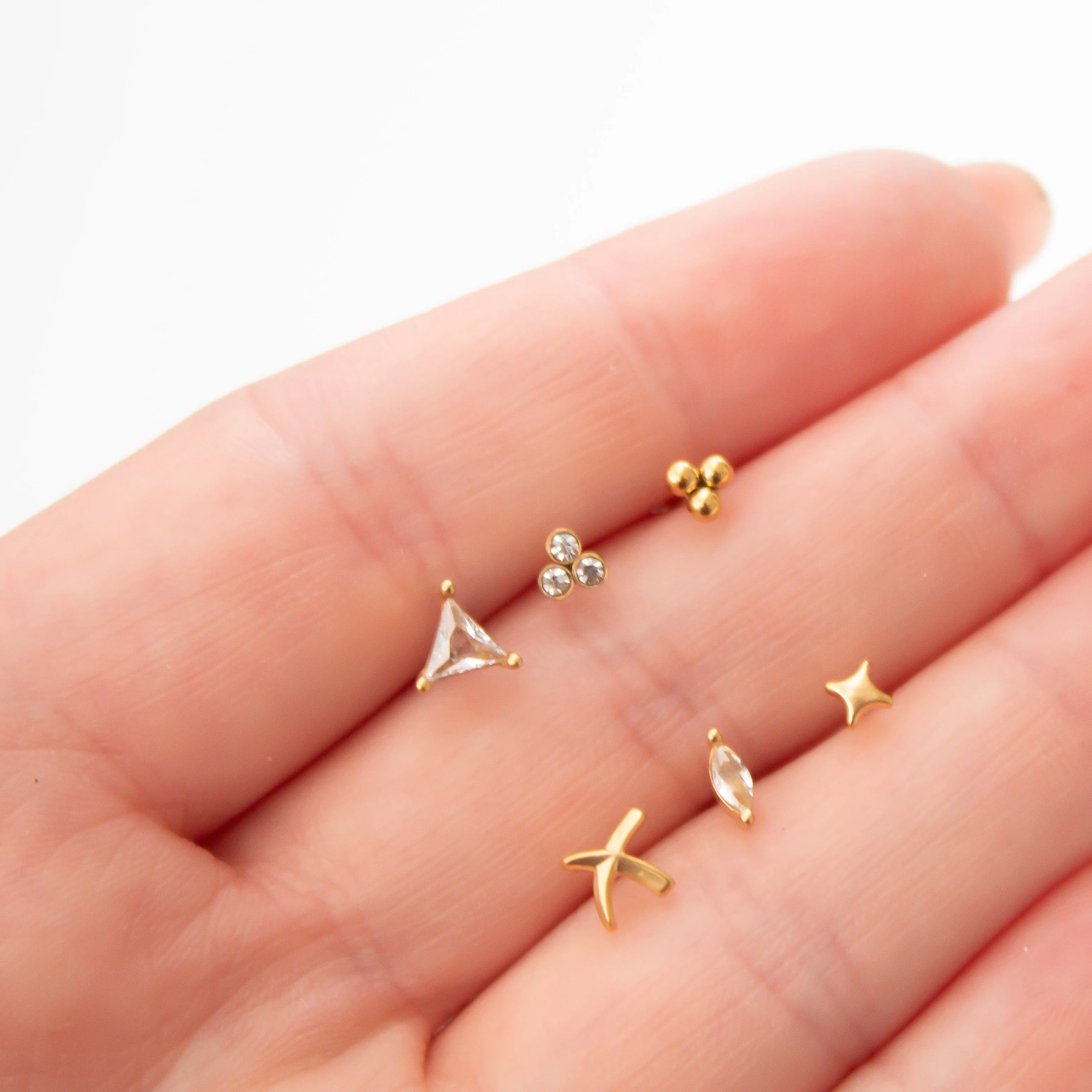 Trio Cubic Zircona Mini Hypoallergenic Earrings