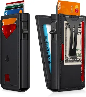 Wallet for Men, Slim Minimalist Wallet with Money Clip ?? ID Window, RFID Blocking Pop-Up Credit Card Holder, Smart Auminum Mens Wallet Holds 9-13 Cards (Magnetic Closure, Gift Box)