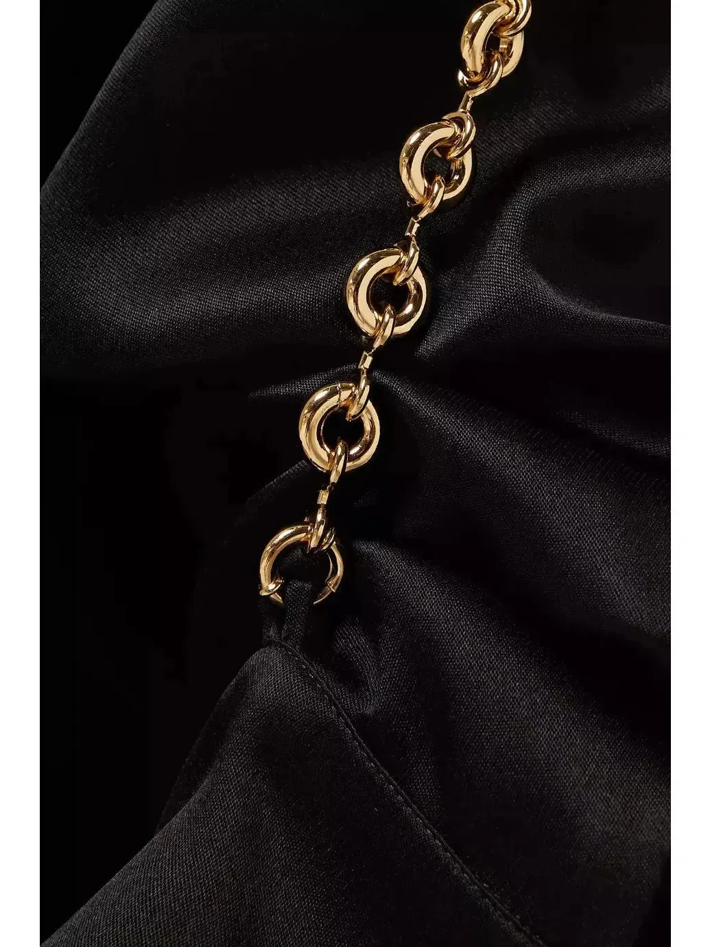 Women’s Chain-Sleeve Satin Shirt, Black