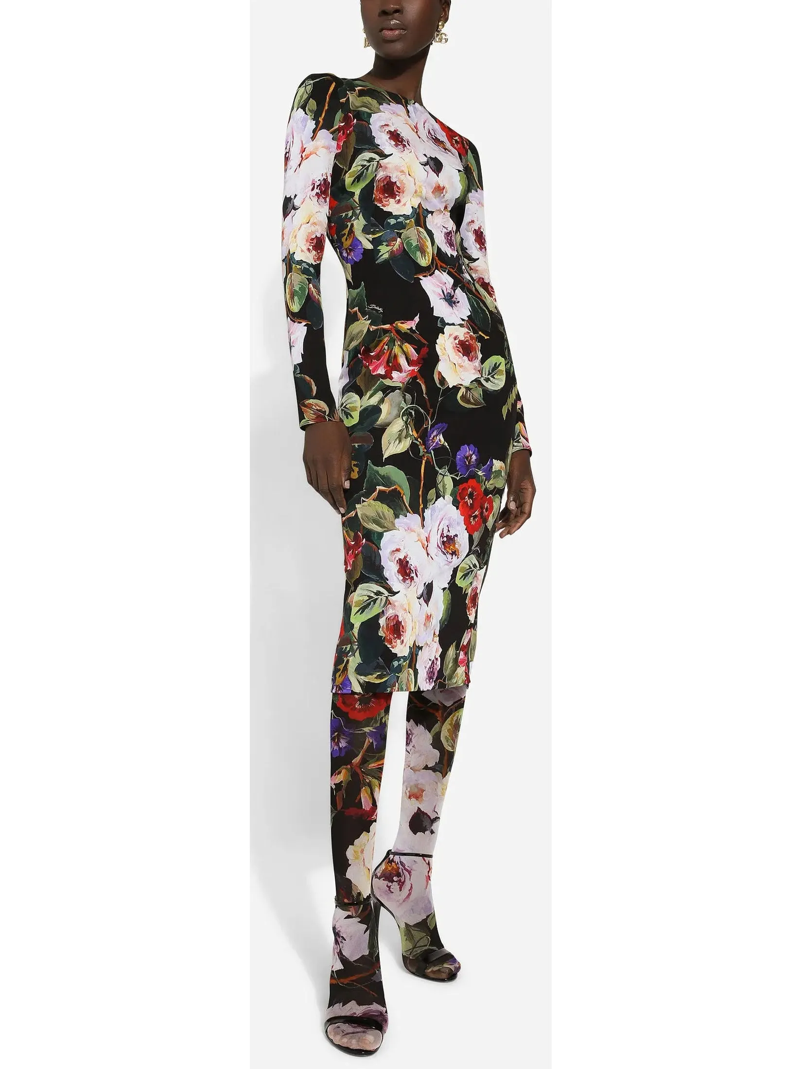 Women’s Charmeuse Sheath Dress with Garden Print