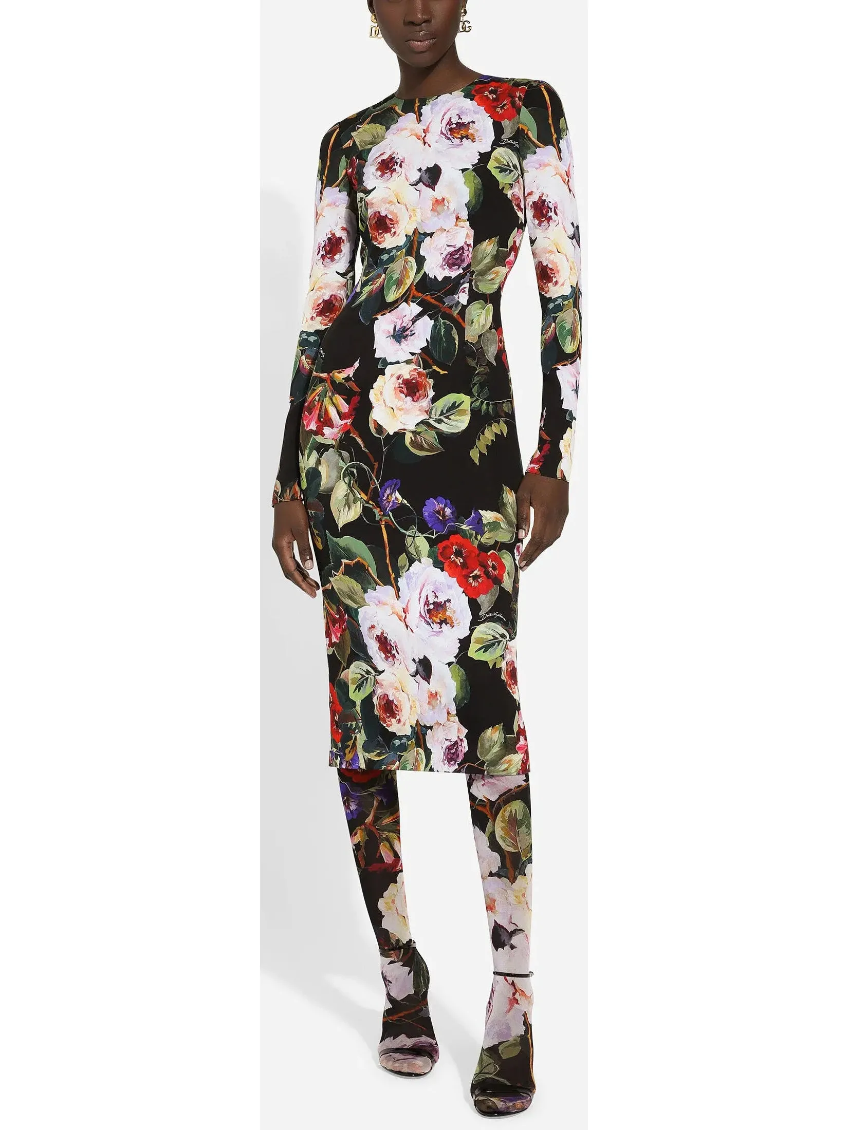 Women’s Charmeuse Sheath Dress with Garden Print