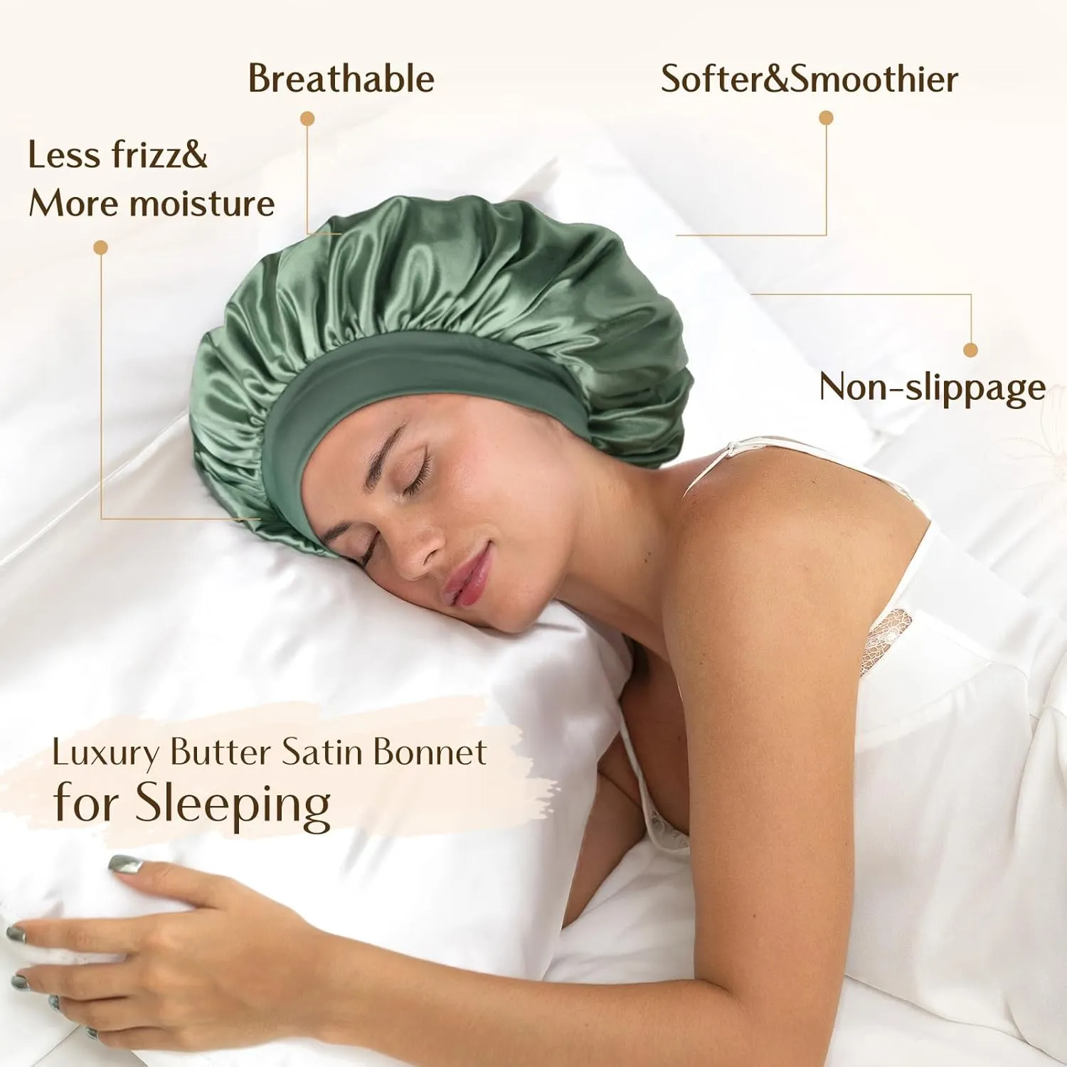 YANIBEST Silk Bonnet for Sleeping Women, Double Layer Hair Satin Bonnets with Elastic Band, Sleep Cap Curly Natural Hair