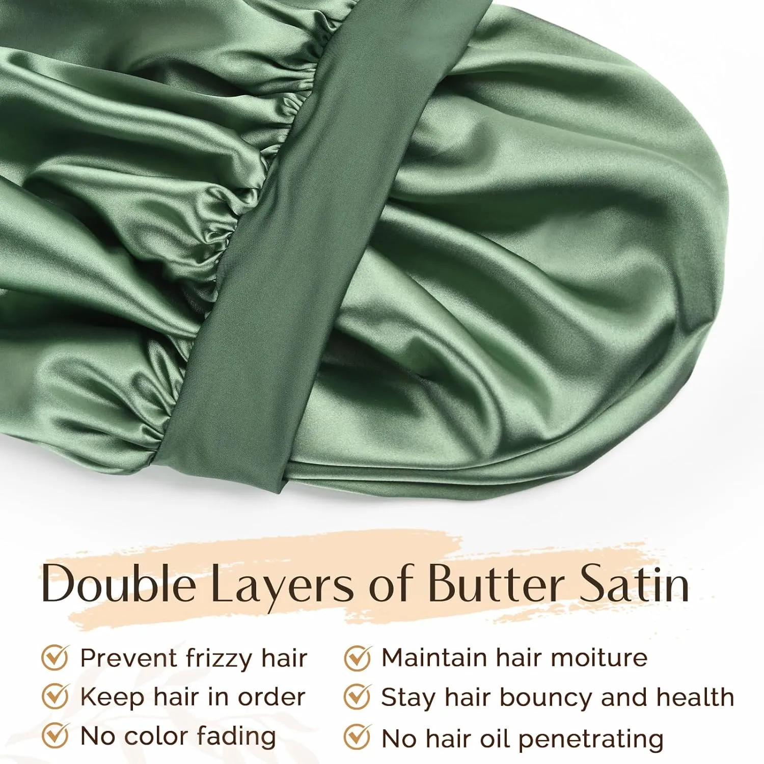 YANIBEST Silk Bonnet for Sleeping Women, Double Layer Hair Satin Bonnets with Elastic Band, Sleep Cap Curly Natural Hair