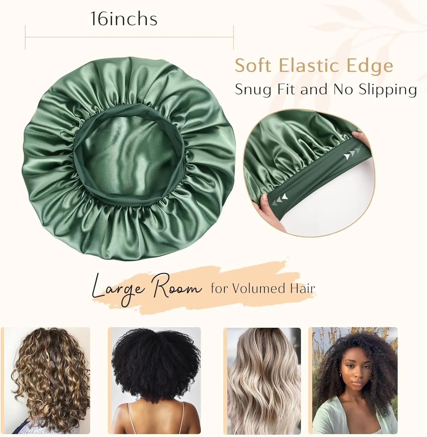 YANIBEST Silk Bonnet for Sleeping Women, Double Layer Hair Satin Bonnets with Elastic Band, Sleep Cap Curly Natural Hair